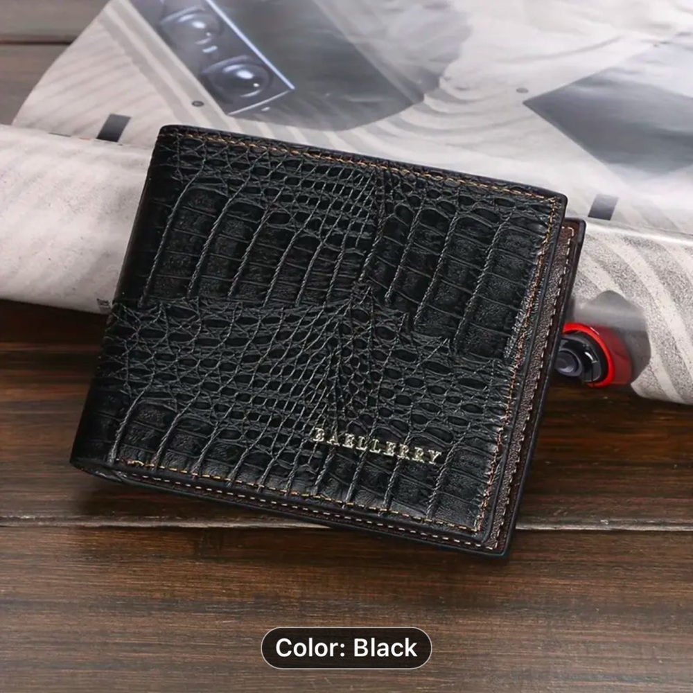 Men's Leather Wallet, Crocodile print. NWT